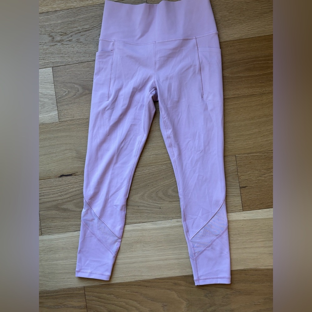 Athleta Soft Pink Mesh Leggings